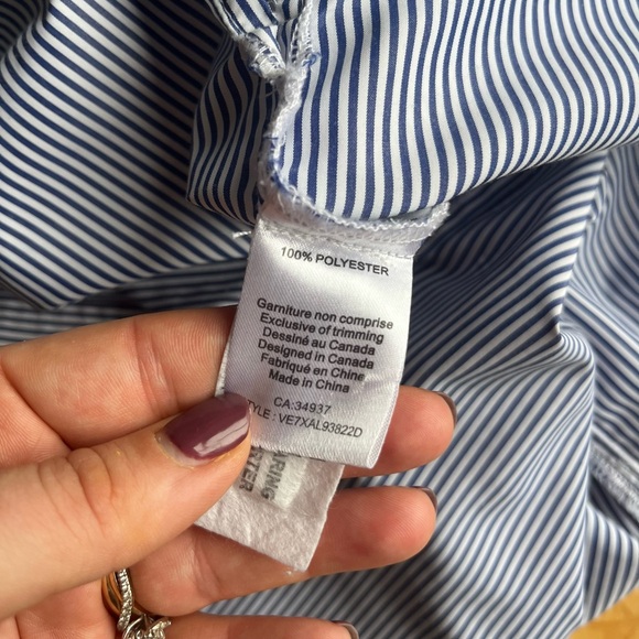 Vero Classic Navy and White Striped Silver Buttons Shirt Size X-Large - Picture 5 of 5